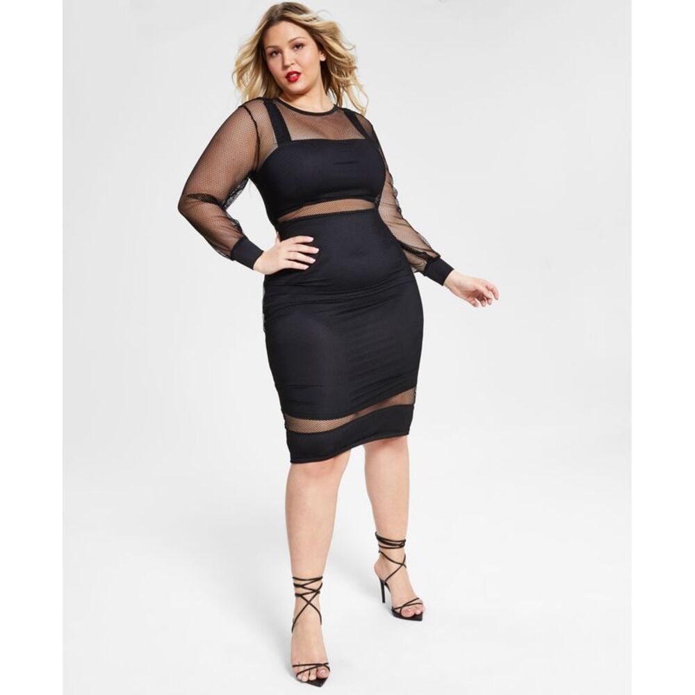 Nina Parker Trendy Plus Size Mesh Bodycon Dress